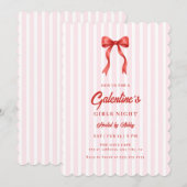 Coquette Bow Red Pink Galentine's Party Kaart (Voorkant / Achterkant)