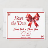 Coquette Bow Red Wedding Save the Date Kaart (Voorkant)