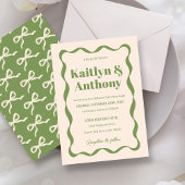 Coquette Bow Retro bruiloft Kaart