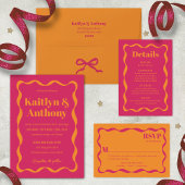 Coquette Bow Retro bruiloft Kaart