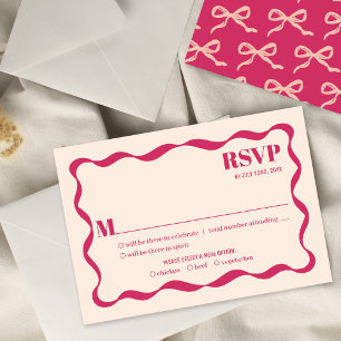Coquette Bow Retro bruiloft RSVP Kaartje