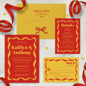 Coquette Bow Retro bruiloft RSVP Kaartje