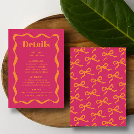 Coquette Bow Retro Trouwdetail Informatiekaartje