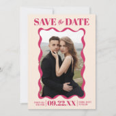 Coquette Bow Retro Trouwfoto Save The Date (Voorkant)
