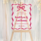 Coquette Bow Retro Wedding Welkom Acryl Bord