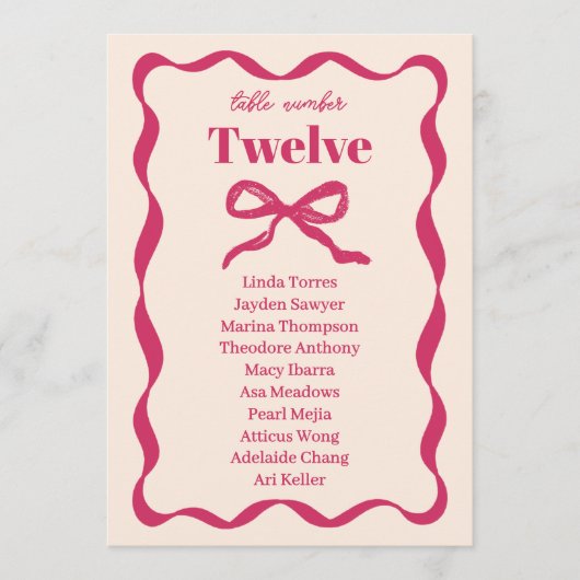 Coquette Bow Retro Wedding Zitting Grafiek Kaarten (Voorkant)