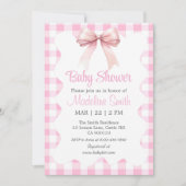 Coquette Bow rose Baby shower Invitation fille (Devant)