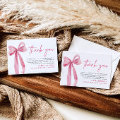 Coquette Bow Rose Blush Carte de remerciements de 