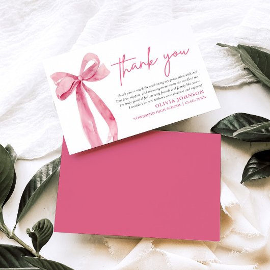 Coquette Bow Rose Blush Carte de remerciements de 