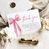 Coquette Bow Rose Blush Carte de remerciements de