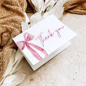 Coquette Bow Rose Blush Carte de remerciements de