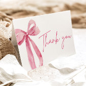 Coquette Bow Rose Blush Carte de remerciements de