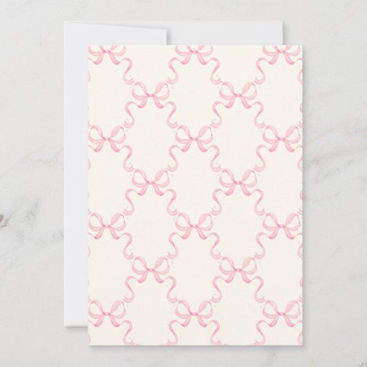 Coquette Bow Rose Cute Invitation Anniversaire (Dos)