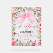 Coquette Bow rose et Baby shower Rose Bienvenue (Recto)