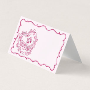 Coquette Bow rose gâteau Bachelorette Carte de vis
