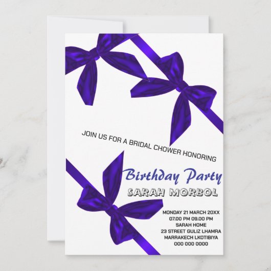 Coquette Bow rose Invitation Anniversaire, 13e Bi (Devant)