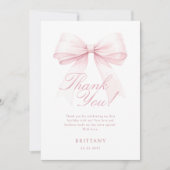 Coquette Bow rose Premier Carte de remerciements d (Devant)