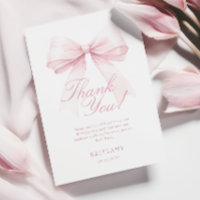 Coquette Bow rose Premier Carte de remerciements d