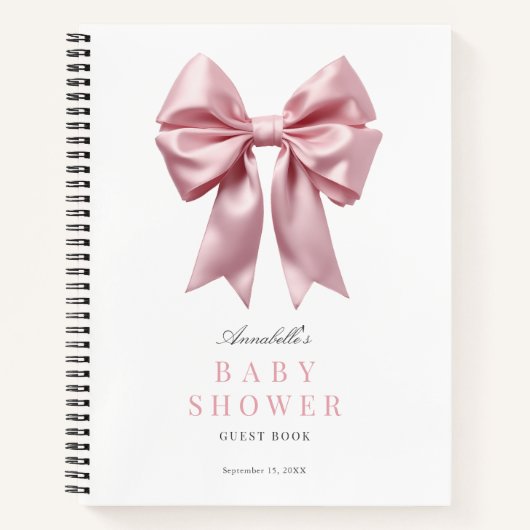 Coquette Bow rose Ribbon Baby shower livre d'invit (Devant)