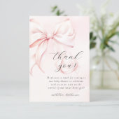 Coquette Bow Roze Baby shower Bedankkaart (Staand voorkant)