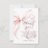 Coquette Bow Roze Baby shower Bedankkaart (Voorkant)