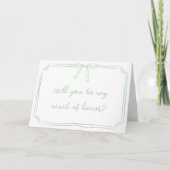 Coquette Bow Sage Cute Maid of Honor Carte de prop (Devant)