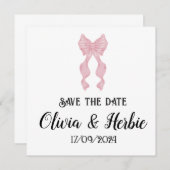 Coquette Bow Save the Date Kaart (Voorkant / Achterkant)