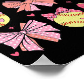 Coquette Bow Softbal Moeder Moederdag Softbal Mam Poster (Hoek)
