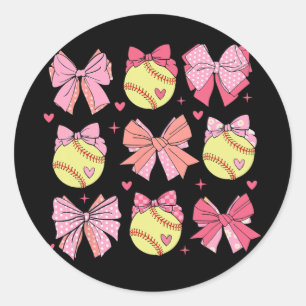 Coquette Bow Softbal Moeder Moederdag Softbal Mam Ronde Sticker