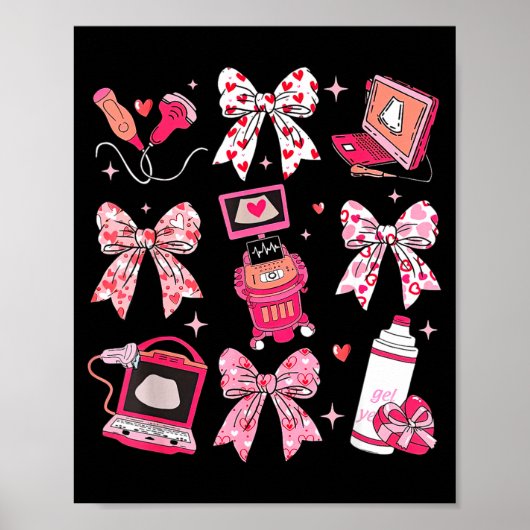 Coquette Bow Sonographer Valentine Ultrasound Tech Poster (Voorkant)