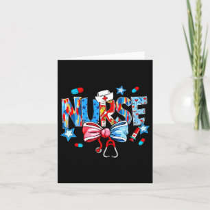 Coquette Bow Stethoscoop Nurse 4 juli Nursing Kaart