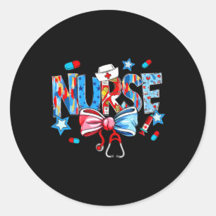 Coquette Bow Stethoscoop Nurse 4 juli Nursing Ronde Sticker