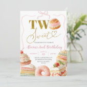 Coquette Bow Sweets Cake 2nd Birthday Invitation (Debout devant)