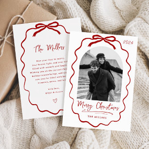Coquette Bow Vakantie Fotokaart, Vrolijk Kerstfees Feestdagenkaart