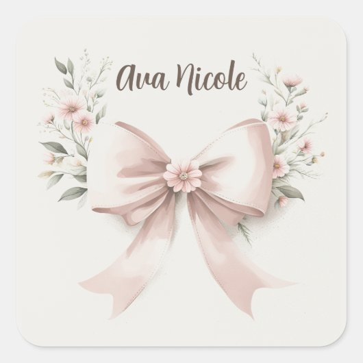 Coquette Bow Vierkante Sticker (Voorkant)