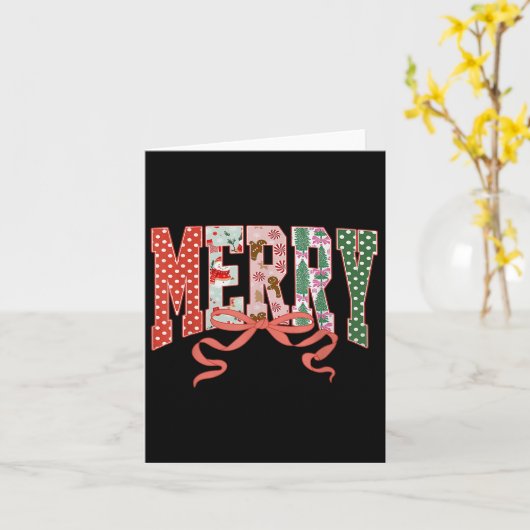 Coquette Bow Vrolijk Kerstfeest Familie Pyjama's H Kaart (Gele Bloem)