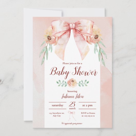 Coquette Bow-Waterverf Kaart (Voorkant)