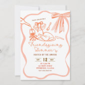 Coquette Bow Wavy Hand getrokken Vriendschapsgesch Kaart (Voorkant)