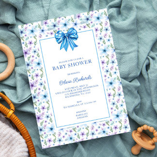 Coquette Bow Wildflower Boy Baby shower Bloemen Kaart