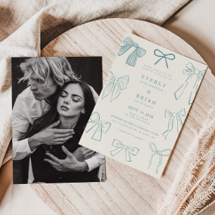 Coquette Bows Blue Faire-part de mariage