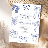 Coquette Bows Blue Graduation Party Invitation