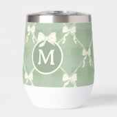 Coquette Bows Gingham Monogram Cream Sage Green (Voorkant)