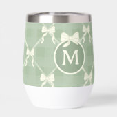 Coquette Bows Gingham Monogram Cream Sage Green  (Arrière)