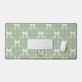 Coquette Bows Gingham Monogram Cream Sage Green  (Clavier et souris)