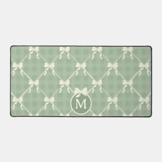 Coquette Bows Gingham Monogram Cream Sage Green  (Recto)