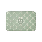 Coquette Bows Gingham Monogram Cream Sage Green Badmat (Voorkant)