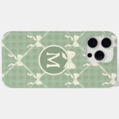 Coquette Bows Gingham Monogram Cream Sage Green Case-Mate iPhone Case (Achterkant (horizontaal))