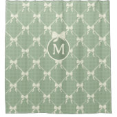 Coquette Bows Gingham Monogram Cream Sage Green Douchegordijn (Voorkant)