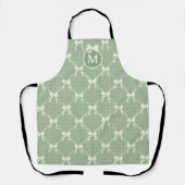 Coquette Bows Gingham Monogram Cream Sage Green Schort (Voorkant)