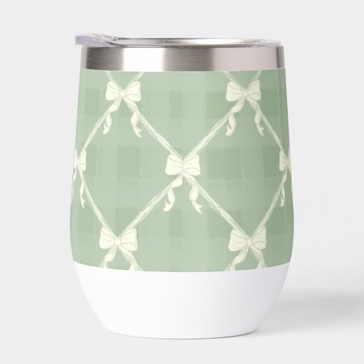 Coquette Bows Gingham Pattern Cream Sage Green  (Droite)